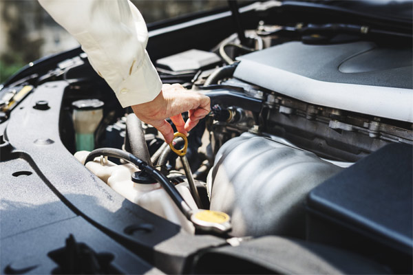 Man checking car engine