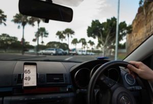 GOFAR Ray mounted on the car's dashboard