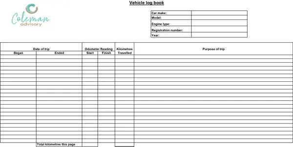 Coleman work-related car expenses Excel spreadsheet