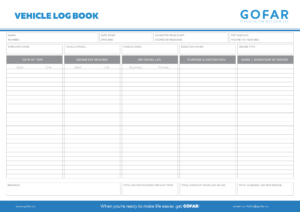 vehicle logbook template in landscape form
