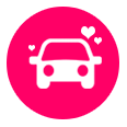 white and pink car icon
