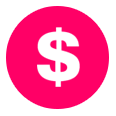 white and pink coloured dollar sign