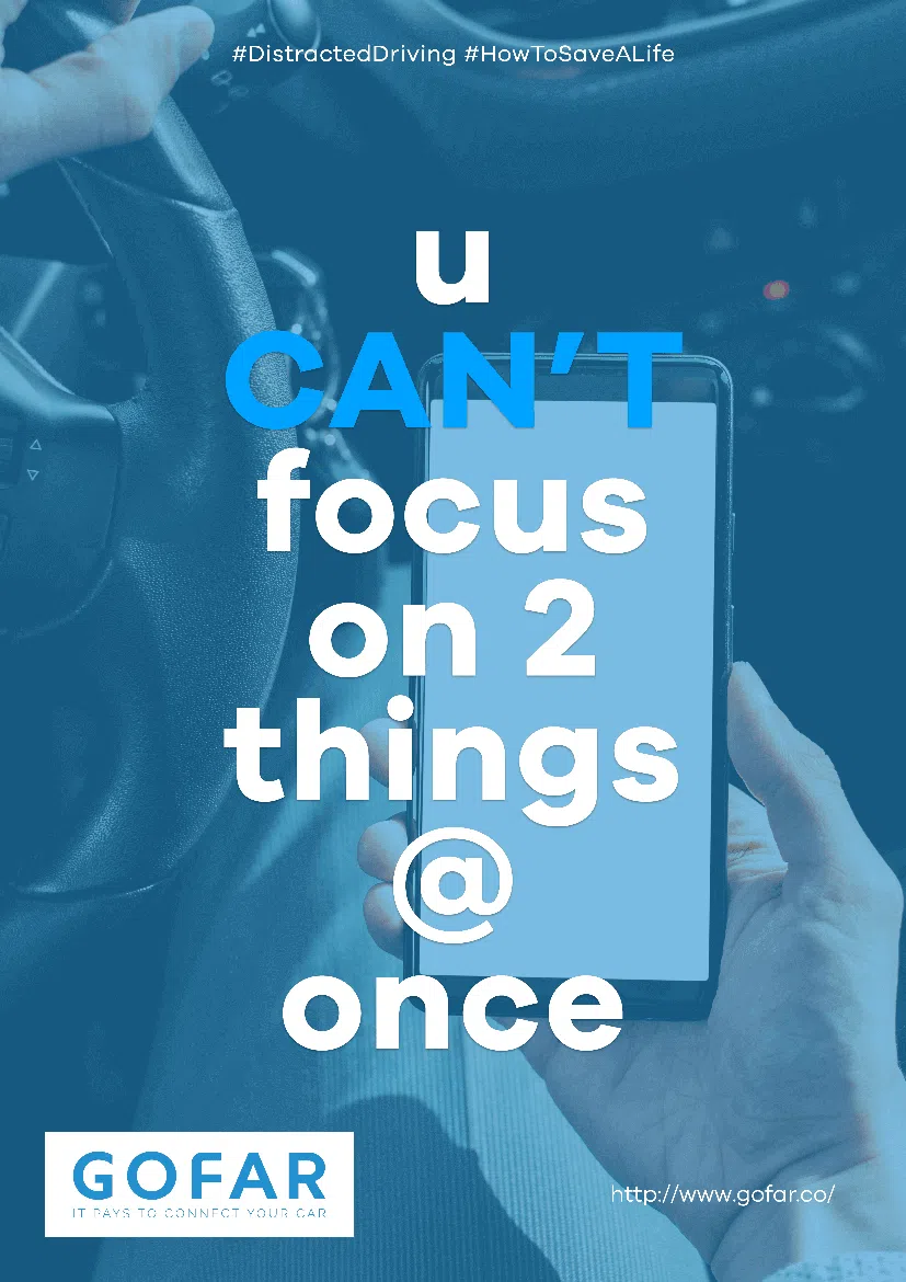 u can't focus on 2 things at once - driving safety posters