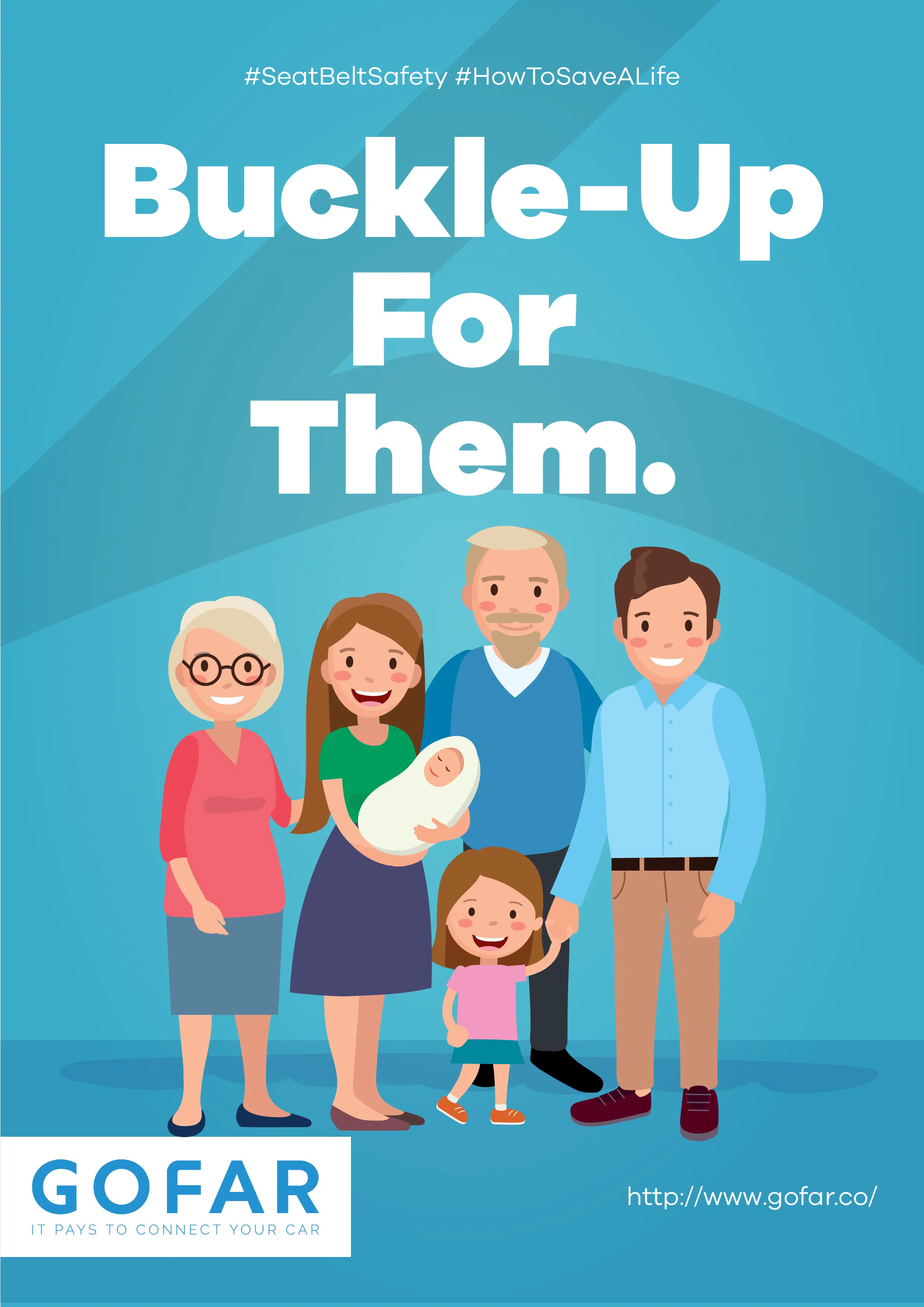 buckle up for them seat belt - road safety poster