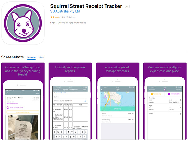 Squirrel Street Receipt Tracker app screenshot on App Store