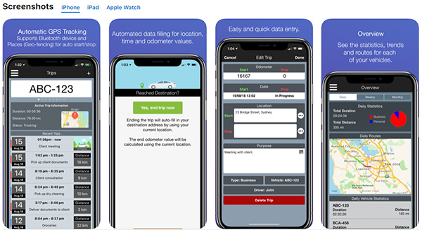 Travel Logs - Vehicle Logbook app screenshots on App Store