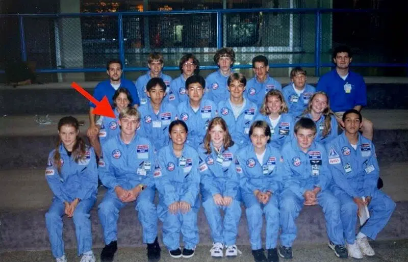 Danny and the international space camp crew in NASA jumpsuits